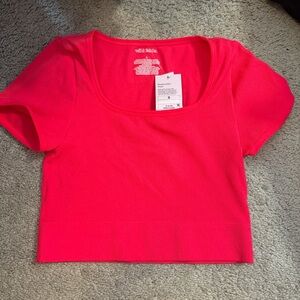 wild fable Hot Pink Ribbed Scoop Neck Crop Top